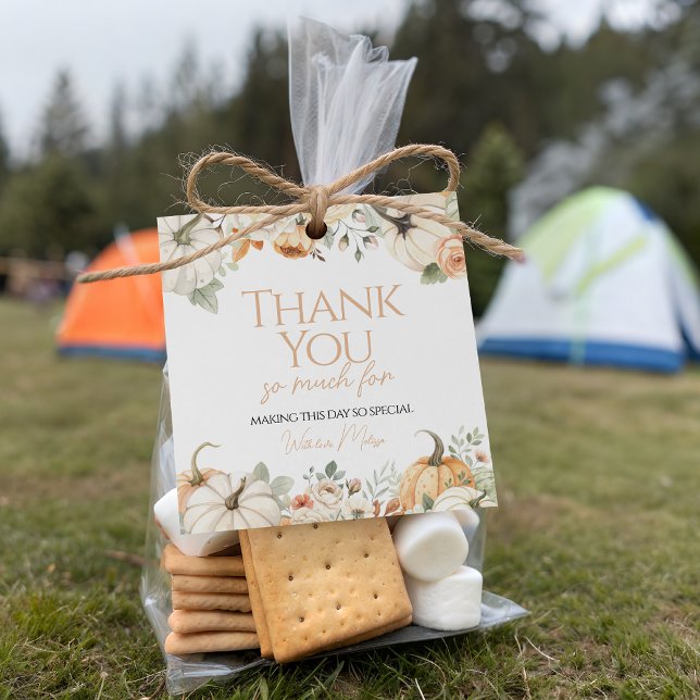 Pumpkin Floral Obrigado Etiqueta do presente (Criador carregado)