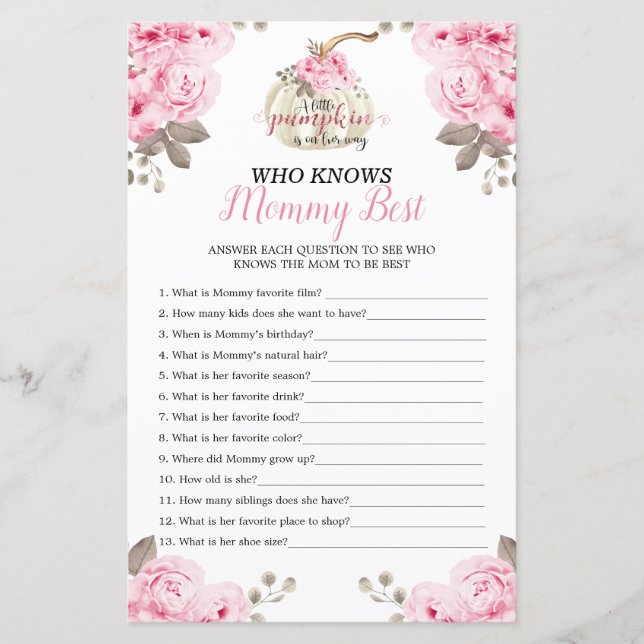 Pumpkin Floral Que Conhece O Melhor Chá de fraldas (Frente)