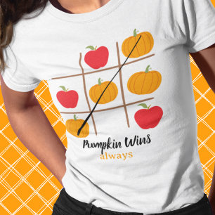 Pumpkin ganha sempre abóbora versus camiseta de ma