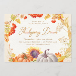Pumpkin Girassol Janto de Ação de Graças Convite