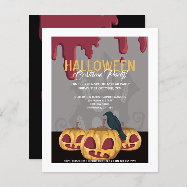 Pumpkin gota sangue no partido do Halloween (Frente/Verso)