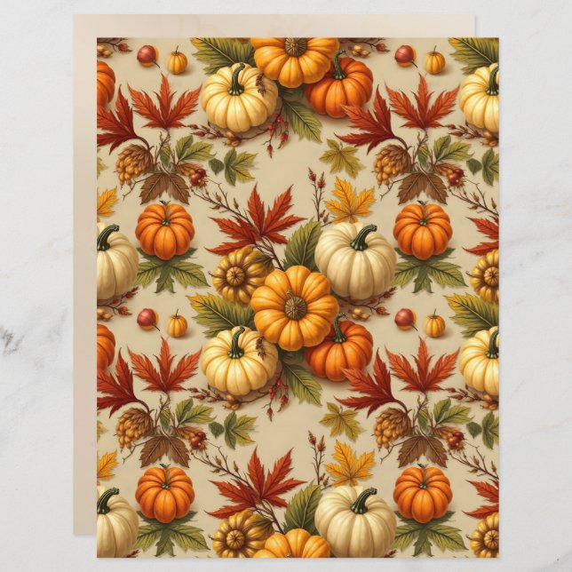 Pumpkin Harvest Scrapbook Paper (Frente/Verso)
