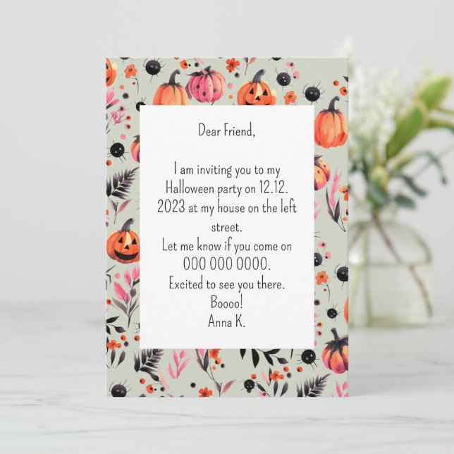 Pumpkin Helloween convite (Em pé/Frente)
