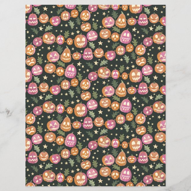 Pumpkin Jack-o''lantern Parade Scrapbook Paper (Frente)
