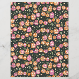 Pumpkin Jack-o''lantern Parade Scrapbook Paper