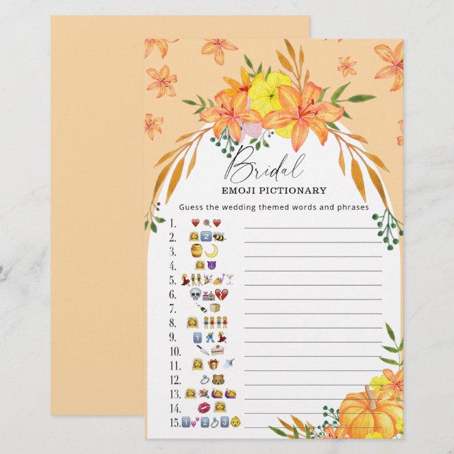 Pumpkin - jogo de pictionary emoji - chá de panela (Frente/Verso)