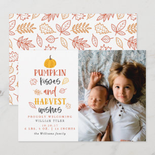 Pumpkin Kisses & Harvest Deseja Anúncio de Nascim