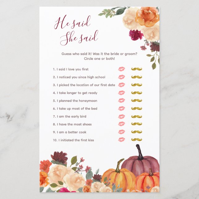 Pumpkin laranja queimado Ele disse que ela disse C (Frente)