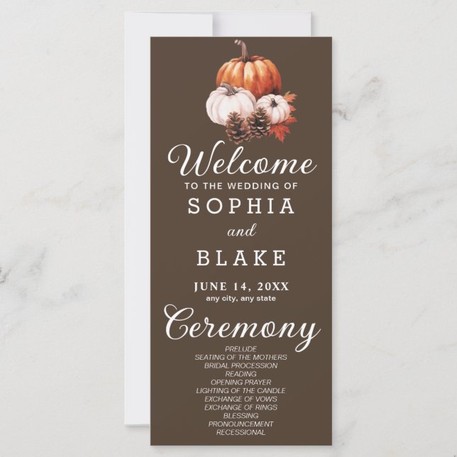 Pumpkin & Leaves Queda Cedar Brown Wedment (Frente)