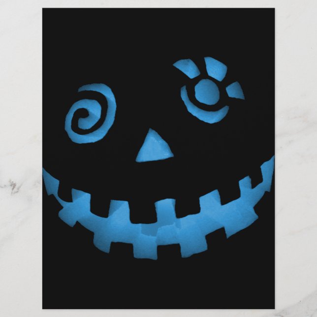 Pumpkin Louco Jack O Lanterna Rosto Azul (Frente)