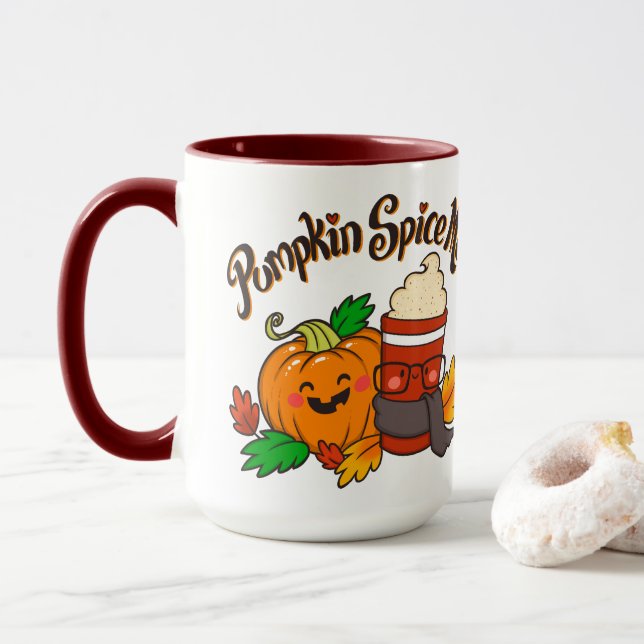 Pumpkin Me Espicou! caneca de café vermelha de 15  (Com Donut)