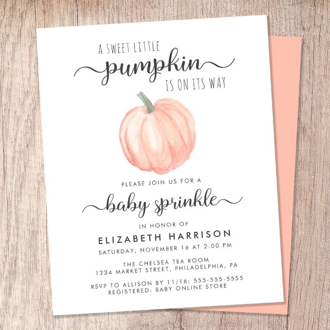 Pumpkin Orange Watercolor Baby Sprinkle Invasão (Celebrate the upcoming arrival of your sweet little autumn baby with a pumpkin-themed baby sprinkle)