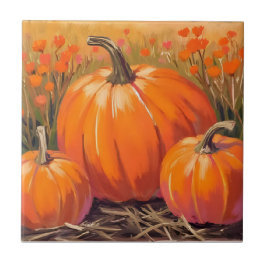 Pumpkin Patch Fall Foliage Watercolor