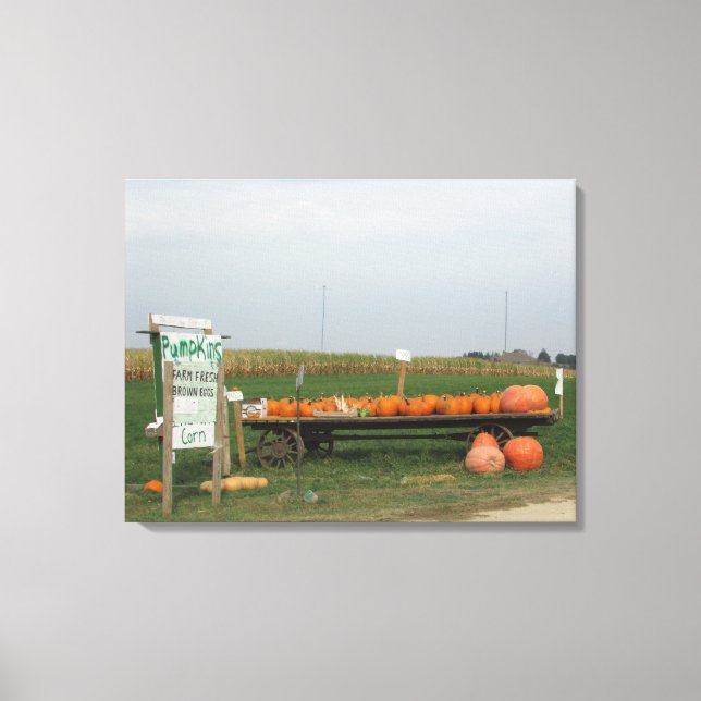 Pumpkin Patch Stand Halloween Outono Canvas Art (Frente)