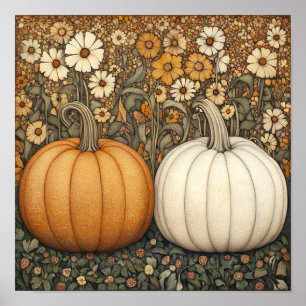 Pumpkin pintando outono - poster da parede da cozi