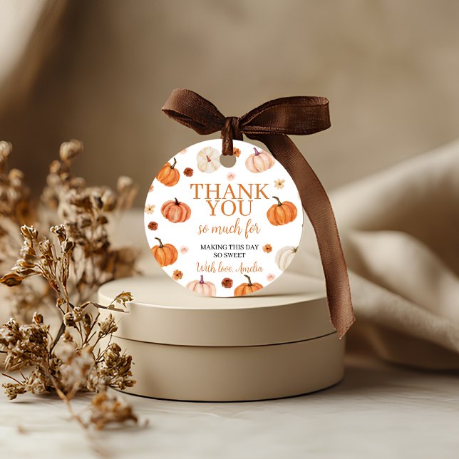 Pumpkin Primeiro Aniversário Obrigado Etiqueta (Criador carregado)