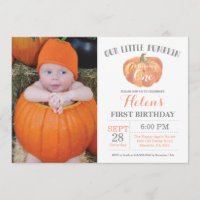 Pumpkin Primeiro Convite de Aniversário Orange e G