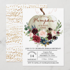 Pumpkin Primeiro Convite de Aniversário - Queda de
