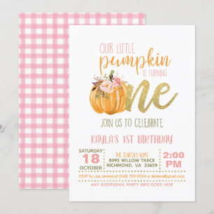 Pumpkin Primeiro Convite de Aniversário - Raparig