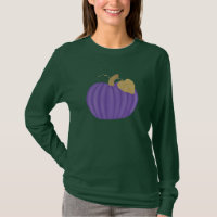 Pumpkin púrpura pintado com camisas de folha doura