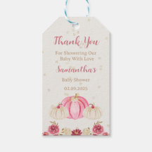 Pumpkin Rosa Com Etiquetas De Favor Floral Da Borg