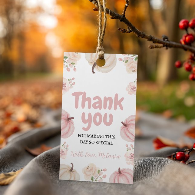 Pumpkin Rosa Obrigado Etiqueta do presente (Criador carregado)