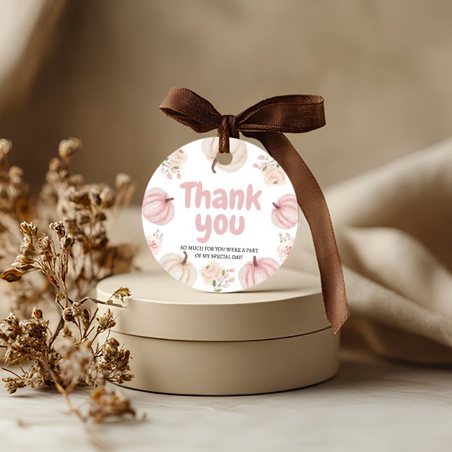 Pumpkin Rosa Obrigado Etiqueta do presente (Criador carregado)