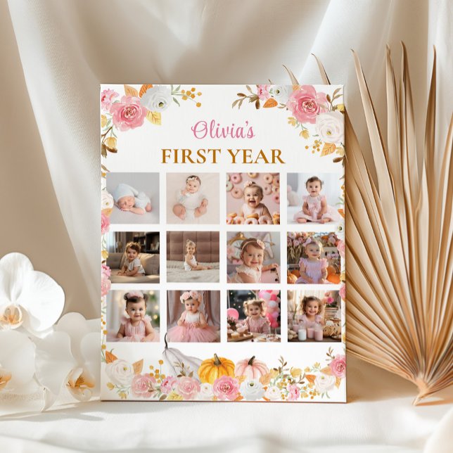 Pumpkin Rosa Primeiro Ano Foto Poster (Criador carregado)