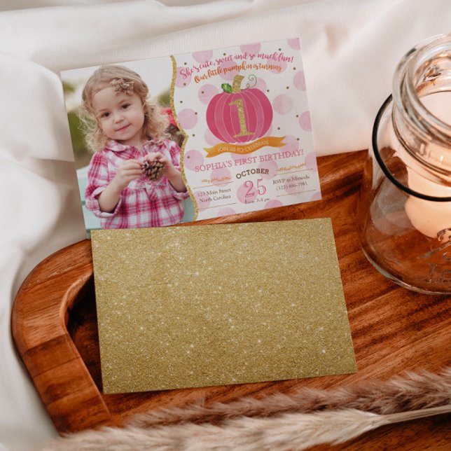 Pumpkin Rosa Queda Primeiro Convite para primeiro  (Criador carregado)