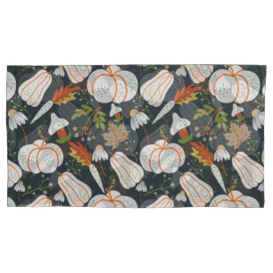 Pumpkin sem costura padrão floral preto e branco