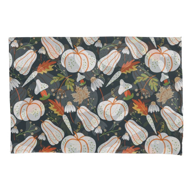 Pumpkin sem costura padrão floral preto e branco (Frente-Esquerda)