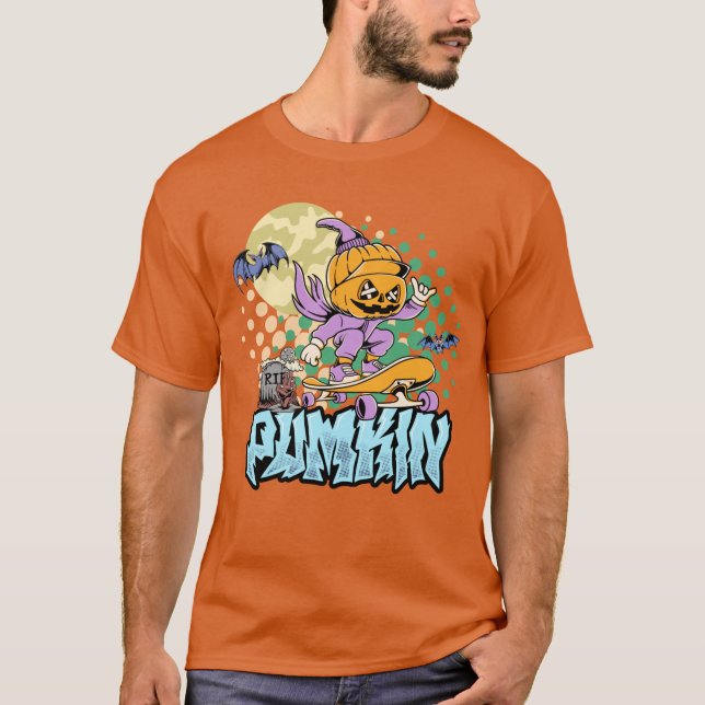 Pumpkin Skater | Camiseta do Dia das Bruxas (Frente)