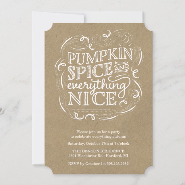 Pumpkin Spice Fall Convite de festas de outono (Frente)