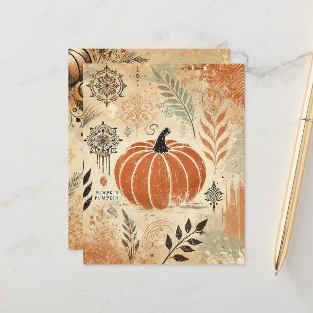 Pumpkin Spice, Tinta Desfocada, Papel Scrapbook (Frente/Verso In Situ)