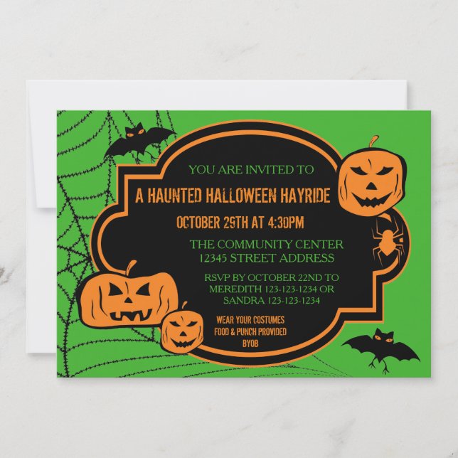 Pumpkin Verde/Laranja com Quadro - Convite para Ha (Frente)