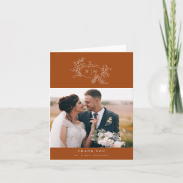 Pumpkin Vines Monograma Casamento Obrigado Cartões