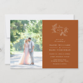 Pumpkin Vines Monograma Convite para Casamento