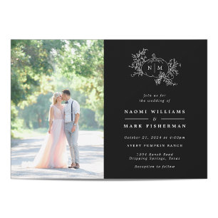 Pumpkin Vines Monograma Convite para Casamento