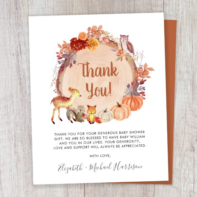 Pumpkin Woodland Animal Chá de fraldas Obrigado (Criador carregado)