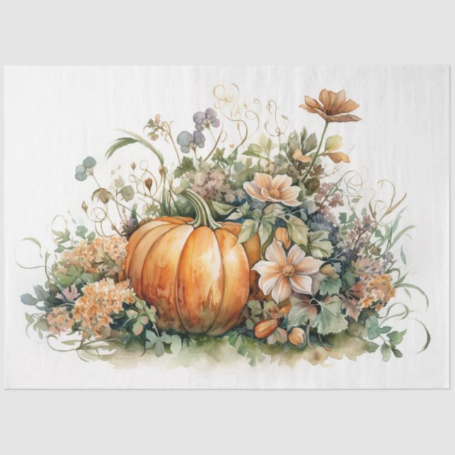 Pumpkins e Florals 3 Papel de Decoupage (Frente )