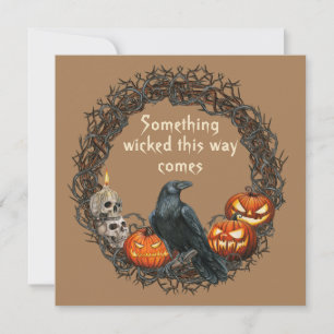 Pumpkins e Raven Wreath Halloween Card