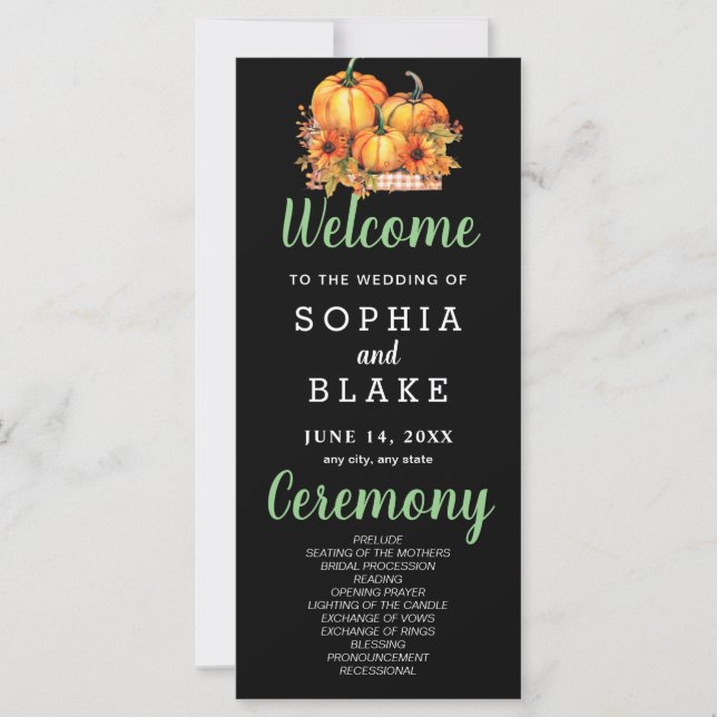 Pumpkins e Sunflower Queda Programa Casamento Negr (Frente)