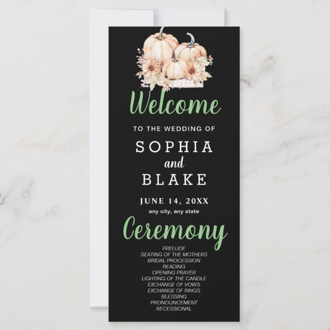 Pumpkins e Sunflower Queda Programa Casamento Negr (Frente)
