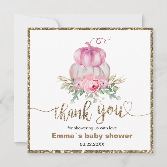 Pumpkins Floral Rosa Queda obrigado você (Frente)