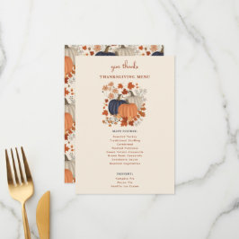 Pumpkins Flores Selvagens Menu Janto de Ação de Gr