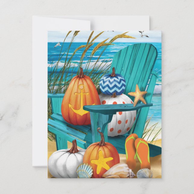 Pumpkins on the Beach Flat Card (Frente)