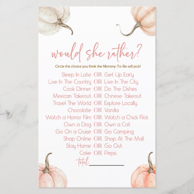 Pumpkins Rosa Ela Preferencialmente Jogo De Chá de (Frente)