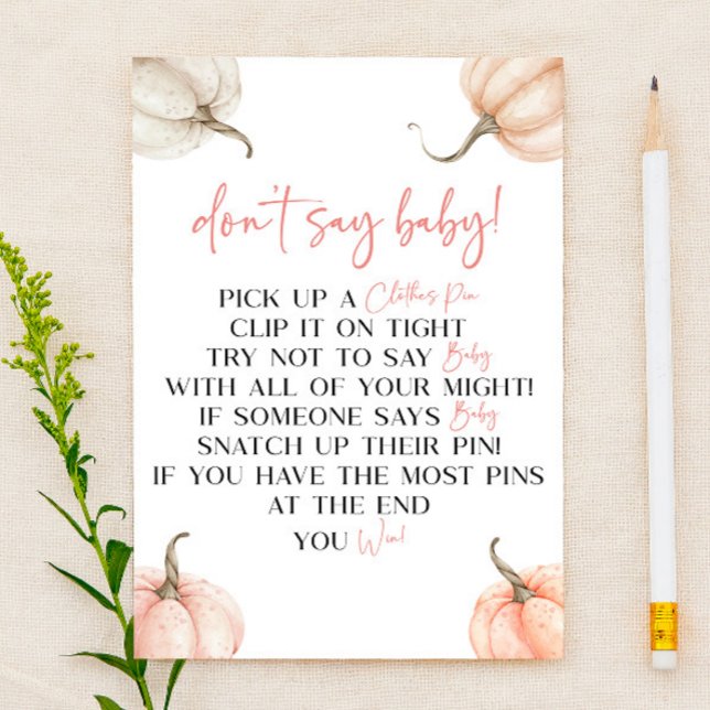 Pumpkins rosa queda Não diga jogo de Chá de fralda (Criador carregado)