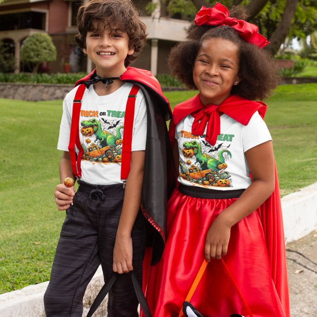 PUNAS DE DINOSSAUR, TRICK OU TRATADOS DINO (trick or treat dinosaur puns halloween kids shirt )