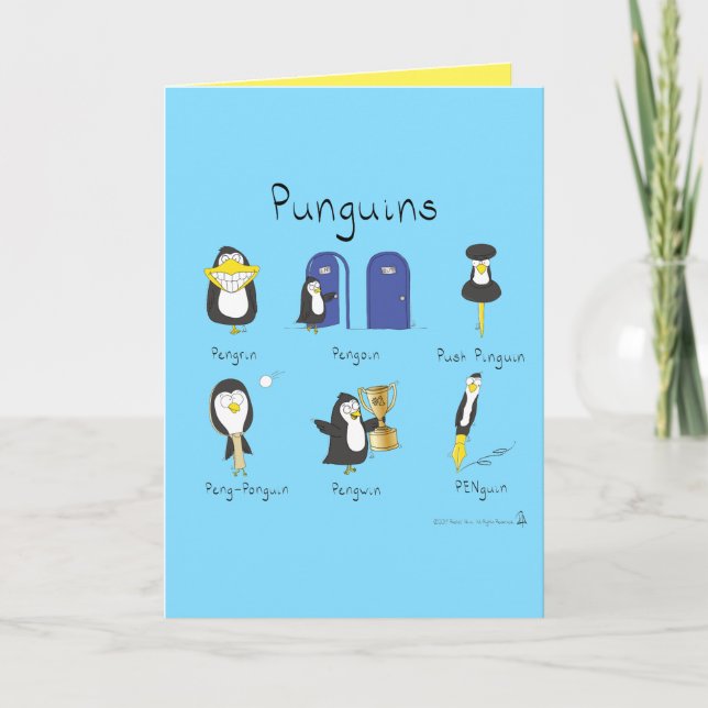 Punguins Penguin Puns Engraçado Cartão de Saudação (Frente)
